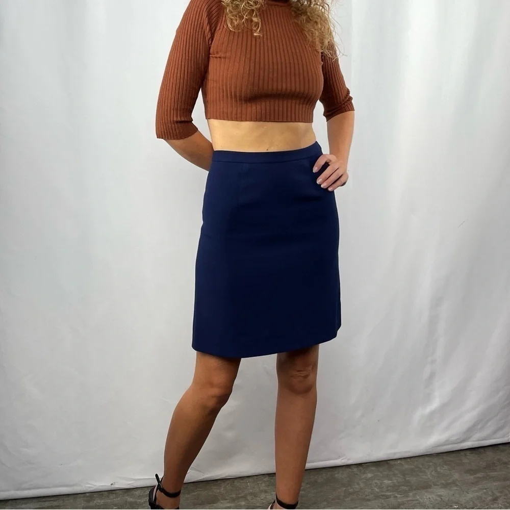 Diane Von‎ Furstenberg Eliza Pleated Skirt in Navy Blue Size 0